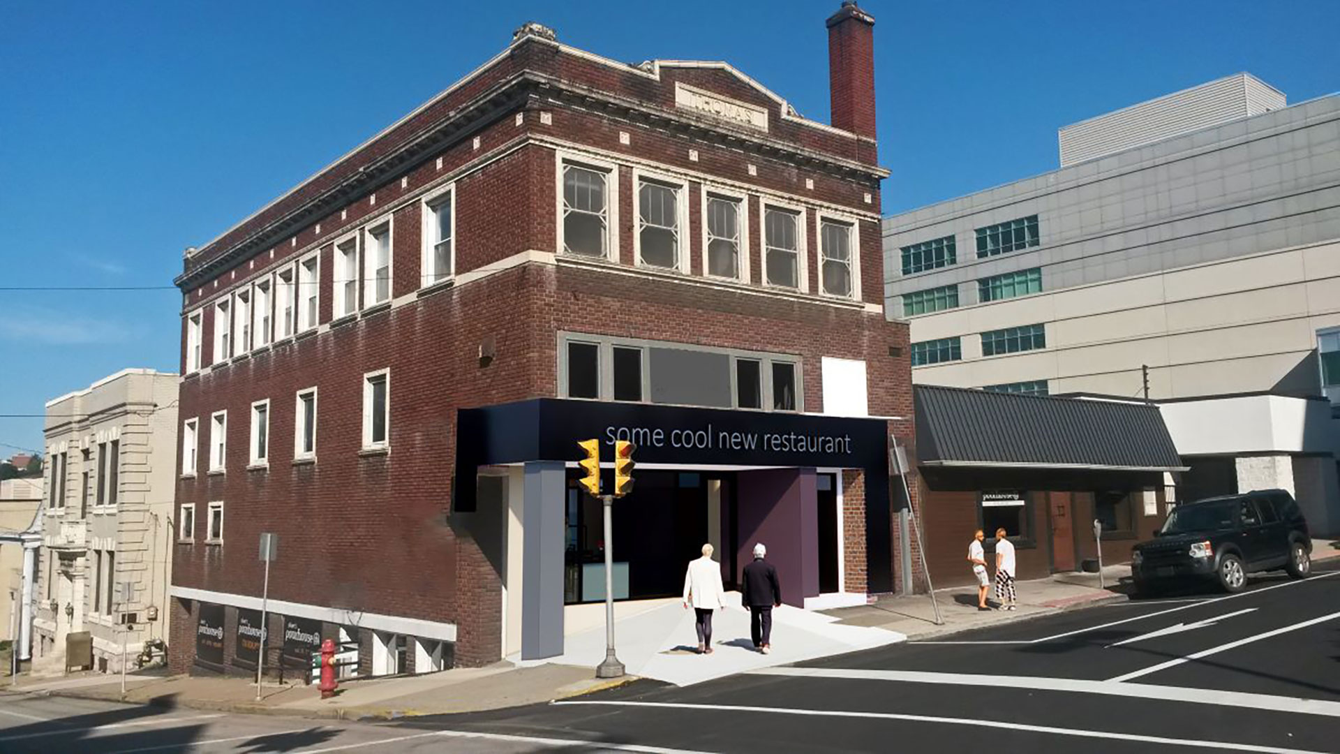 Exterior composite view of proposed facade