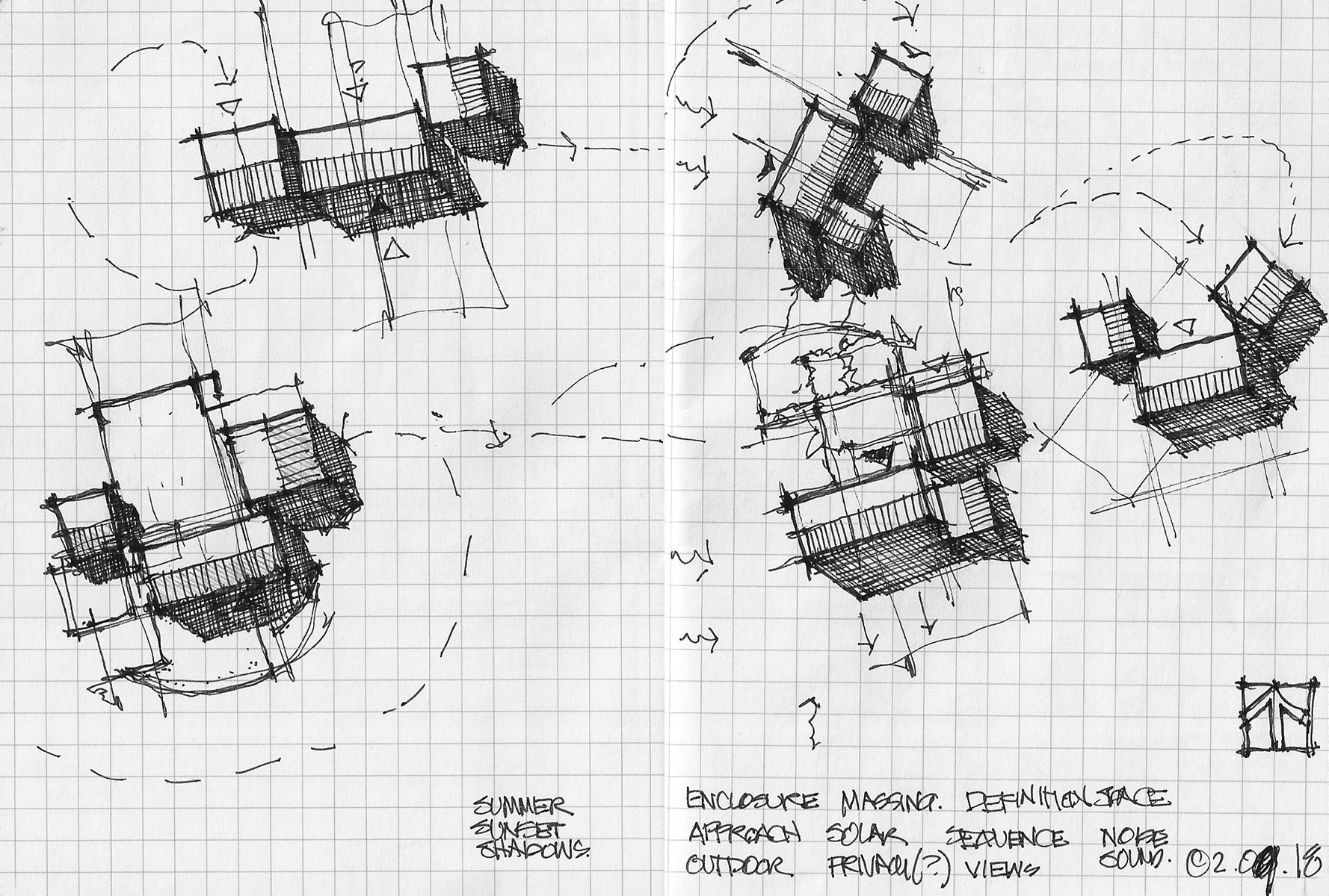 Site plan sketches prepared for the Francisco Residence