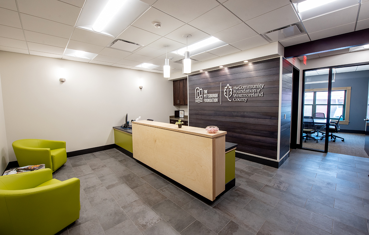 Custom reception desk and lobby