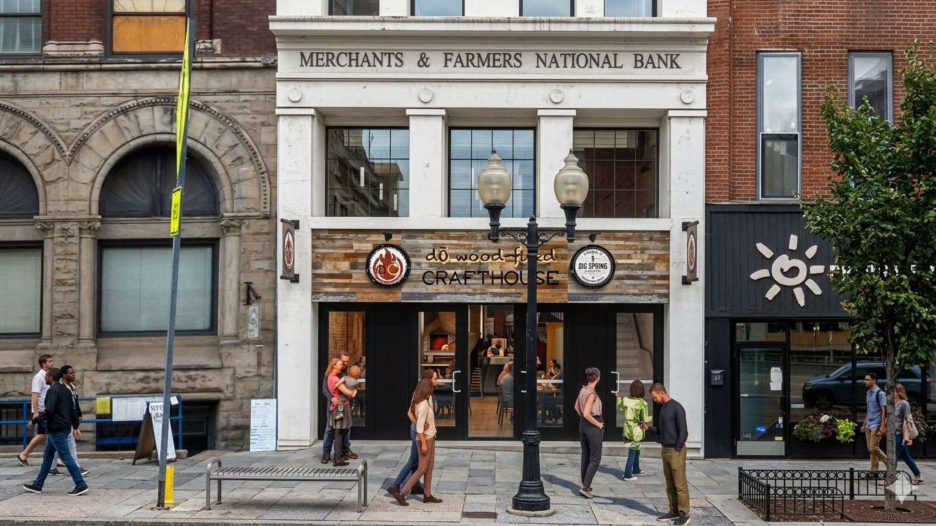Exterior rendering of new storefront