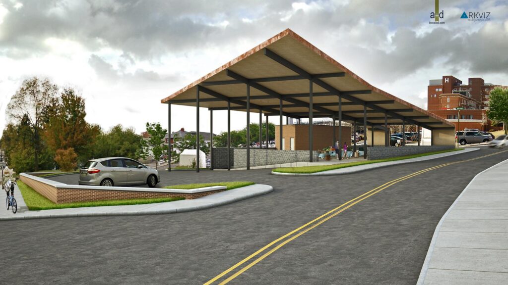 3D interior perspective of pavilion